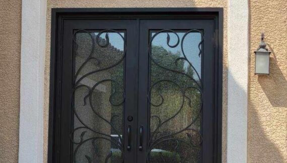 A wrought iron security door that can be enhanced with technology.