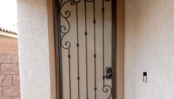 A wrought iron security door.